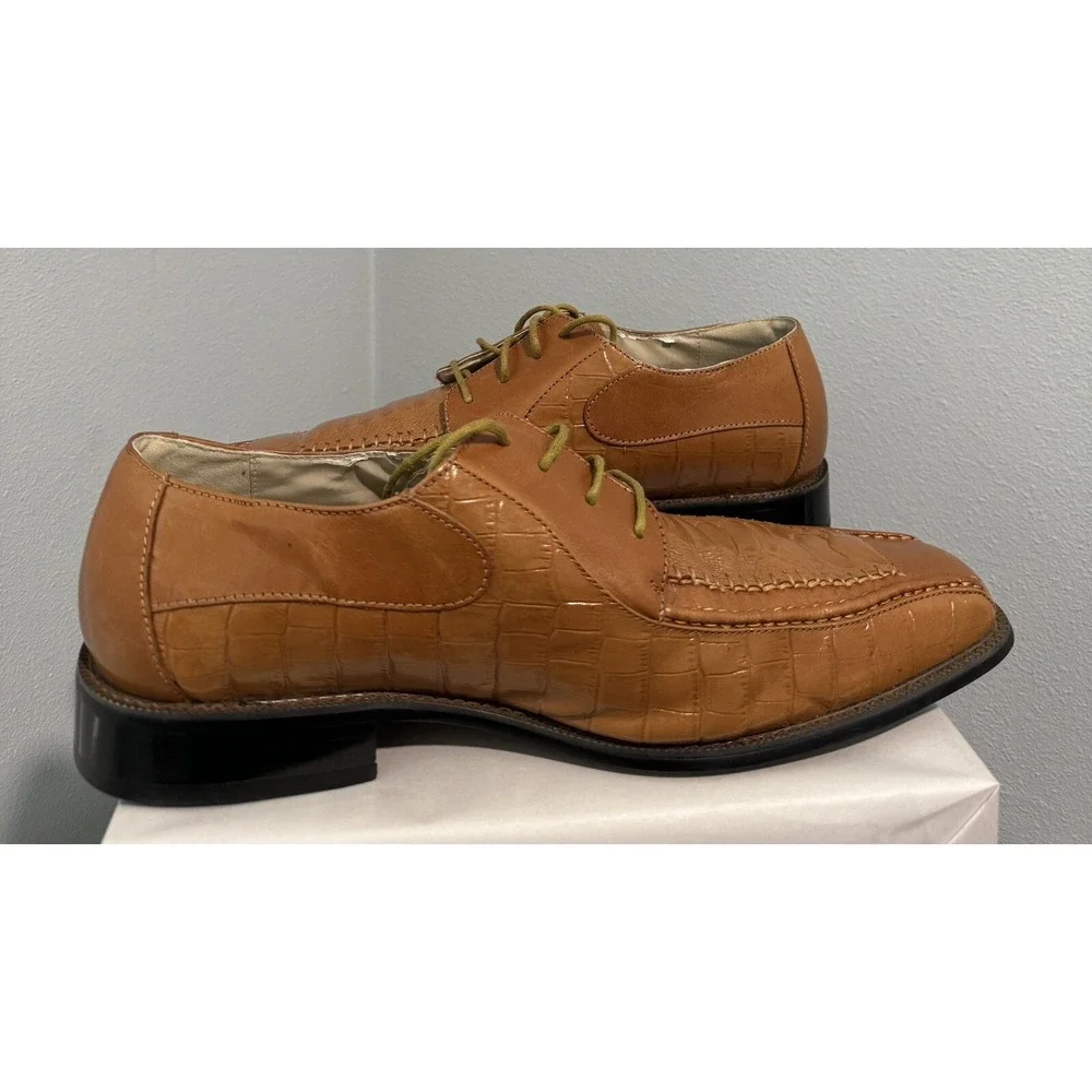 Stacy Adams 24195-08 Bicycle Square Croc Alligator Print Oxfords Mens 13 M